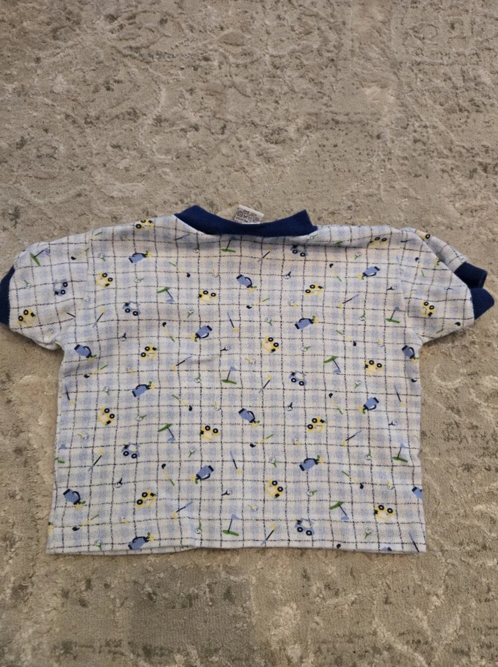 Vintage Y2k Le Top Navy Tractor Embroidered Overalls Shorts 2pc Set